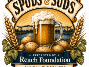 Spuds & Suds 2026 annual fundraiser logo presented by Reach Foundation supporting the REACH Museum