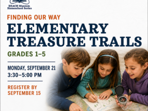 Elementary students use a map and compass during the Treasure Trails homeschool class at the REACH Museum.