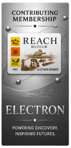 Electron Contributing Membership REACH Museum Electron Contributing Membership card featuring burrowing owl artwork and leadership-level support benefits.